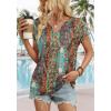 image:imageWIHOLL Womens Summer Tops 2026 Cap Short Sleeve Shirts V Neck Tshirts Spring Blouses Beach Vacation ClothesPrint 01