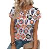 image:imageWIHOLL Womens Summer Tops 2026 Cap Short Sleeve Shirts V Neck Tshirts Spring Blouses Beach Vacation ClothesPrint 02