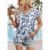 image:imageWIHOLL Womens Summer Tops 2026 Cap Short Sleeve Shirts V Neck Tshirts Spring Blouses Beach Vacation ClothesPrint 03