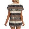 image:imageWIHOLL Womens Summer Tops 2026 Cap Short Sleeve Shirts V Neck Tshirts Spring Blouses Beach Vacation ClothesPrint 04