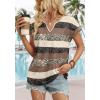 image:imageWIHOLL Womens Summer Tops 2026 Cap Short Sleeve Shirts V Neck Tshirts Spring Blouses Beach Vacation ClothesPrint 04