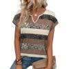 image:imageWIHOLL Womens Summer Tops 2026 Cap Short Sleeve Shirts V Neck Tshirts Spring Blouses Beach Vacation ClothesPrint 04