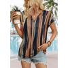 image:imageWIHOLL Womens Summer Tops 2026 Cap Short Sleeve Shirts V Neck Tshirts Spring Blouses Beach Vacation ClothesPrint 05