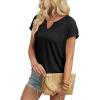 image:imageWIHOLL Womens Summer Tops 2026 Cap Short Sleeve Shirts V Neck Tshirts Spring Blouses Beach Vacation ClothesSolid Black
