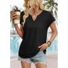 image:imageWIHOLL Womens Summer Tops 2026 Cap Short Sleeve Shirts V Neck Tshirts Spring Blouses Beach Vacation ClothesSolid Black