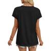 image:imageWIHOLL Womens Summer Tops 2026 Cap Short Sleeve Shirts V Neck Tshirts Spring Blouses Beach Vacation ClothesSolid Black