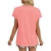 image:imageWIHOLL Womens Summer Tops 2026 Cap Short Sleeve Shirts V Neck Tshirts Spring Blouses Beach Vacation ClothesSolid Coral