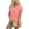 image:imageWIHOLL Womens Summer Tops 2026 Cap Short Sleeve Shirts V Neck Tshirts Spring Blouses Beach Vacation ClothesSolid Coral