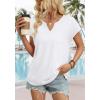 image:imageWIHOLL Womens Summer Tops 2026 Cap Short Sleeve Shirts V Neck Tshirts Spring Blouses Beach Vacation ClothesSolid White