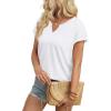 image:imageWIHOLL Womens Summer Tops 2026 Cap Short Sleeve Shirts V Neck Tshirts Spring Blouses Beach Vacation ClothesSolid White