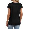 image:imageWIHOLL Womens Summer Tops Cap Short Sleeve Shirts Button Down Blouses U Neck T Shirts Fashion ClothingAll Black