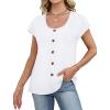 image:imageWIHOLL Womens Summer Tops Cap Short Sleeve Shirts Button Down Blouses U Neck T Shirts Fashion ClothingAll White
