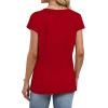 image:imageWIHOLL Womens Summer Tops Cap Short Sleeve Shirts Button Down Blouses U Neck T Shirts Fashion ClothingClassi Red