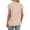 image:imageWIHOLL Womens Summer Tops Cap Short Sleeve Shirts Button Down Blouses U Neck T Shirts Fashion ClothingKhaki