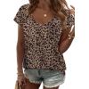 image:imageWIHOLL Womens Summer Tops Cap Short Sleeve Shirts Button Down Blouses U Neck T Shirts Fashion ClothingLeopard