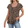 image:imageWIHOLL Womens Summer Tops Cap Short Sleeve Shirts Button Down Blouses U Neck T Shirts Fashion ClothingLeopard