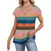 image:imageWIHOLL Womens Summer Tops Cap Short Sleeve Shirts Button Down Blouses U Neck T Shirts Fashion ClothingMultistriped