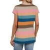 image:imageWIHOLL Womens Summer Tops Cap Short Sleeve Shirts Button Down Blouses U Neck T Shirts Fashion ClothingMultistriped