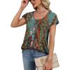 image:imageWIHOLL Womens Summer Tops Cap Short Sleeve Shirts Button Down Blouses U Neck T Shirts Fashion ClothingMuticolored
