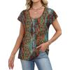 image:imageWIHOLL Womens Summer Tops Cap Short Sleeve Shirts Button Down Blouses U Neck T Shirts Fashion ClothingMuticolored