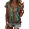 image:imageWIHOLL Womens Summer Tops Cap Short Sleeve Shirts Button Down Blouses U Neck T Shirts Fashion ClothingMuticolored