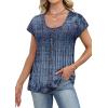 image:imageWIHOLL Womens Summer Tops Cap Short Sleeve Shirts Button Down Blouses U Neck T Shirts Fashion ClothingNavy Boho