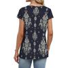 image:imageWIHOLL Womens Summer Tops Cap Short Sleeve Shirts Button Down Blouses U Neck T Shirts Fashion ClothingNavy Printed