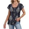 image:imageWIHOLL Womens Summer Tops Cap Short Sleeve Shirts Button Down Blouses U Neck T Shirts Fashion ClothingNavy Printed