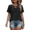 image:imageWIHOLL Womens Tops Short Sleeve Lace Shirts Summer Spring Tops Boho Trendy Beach Vacation Clothes Loose FitBlack