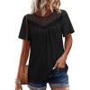 image:imageWIHOLL Womens Tops Short Sleeve Lace Shirts Summer Spring Tops Boho Trendy Beach Vacation Clothes Loose FitBlack