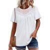image:imageWIHOLL Womens Tops Short Sleeve Lace Shirts Summer Spring Tops Boho Trendy Beach Vacation Clothes Loose FitClassic White