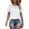 image:imageWIHOLL Womens Tops Short Sleeve Lace Shirts Summer Spring Tops Boho Trendy Beach Vacation Clothes Loose FitClassic White