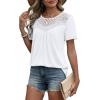 image:imageWIHOLL Womens Tops Short Sleeve Lace Shirts Summer Spring Tops Boho Trendy Beach Vacation Clothes Loose FitClassic White