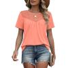 image:imageWIHOLL Womens Tops Short Sleeve Lace Shirts Summer Spring Tops Boho Trendy Beach Vacation Clothes Loose FitCoral