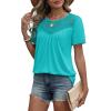 image:imageWIHOLL Womens Tops Short Sleeve Lace Shirts Summer Spring Tops Boho Trendy Beach Vacation Clothes Loose FitFresh Green