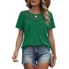 image:imageWIHOLL Womens Tops Short Sleeve Lace Shirts Summer Spring Tops Boho Trendy Beach Vacation Clothes Loose FitGreen