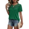 image:imageWIHOLL Womens Tops Short Sleeve Lace Shirts Summer Spring Tops Boho Trendy Beach Vacation Clothes Loose FitGreen
