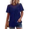 image:imageWIHOLL Womens Tops Short Sleeve Lace Shirts Summer Spring Tops Boho Trendy Beach Vacation Clothes Loose FitNavy Blue
