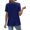 image:imageWIHOLL Womens Tops Short Sleeve Lace Shirts Summer Spring Tops Boho Trendy Beach Vacation Clothes Loose FitNavy Blue