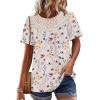 image:imageWIHOLL Womens Tops Short Sleeve Lace Shirts Summer Spring Tops Boho Trendy Beach Vacation Clothes Loose FitPattern Apricot