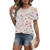 image:imageWIHOLL Womens Tops Short Sleeve Lace Shirts Summer Spring Tops Boho Trendy Beach Vacation Clothes Loose FitPattern Apricot