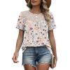 image:imageWIHOLL Womens Tops Short Sleeve Lace Shirts Summer Spring Tops Boho Trendy Beach Vacation Clothes Loose FitPattern Apricot