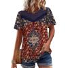 image:imageWIHOLL Womens Tops Short Sleeve Lace Shirts Summer Spring Tops Boho Trendy Beach Vacation Clothes Loose FitPattern Boho Red