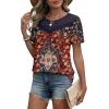 image:imageWIHOLL Womens Tops Short Sleeve Lace Shirts Summer Spring Tops Boho Trendy Beach Vacation Clothes Loose FitPattern Boho Red