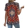 image:imageWIHOLL Womens Tops Short Sleeve Lace Shirts Summer Spring Tops Boho Trendy Beach Vacation Clothes Loose FitPattern Boho Red