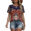 image:imageWIHOLL Womens Tops Short Sleeve Lace Shirts Summer Spring Tops Boho Trendy Beach Vacation Clothes Loose FitPattern Boho Red