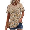 image:imageWIHOLL Womens Tops Short Sleeve Lace Shirts Summer Spring Tops Boho Trendy Beach Vacation Clothes Loose FitPattern Brown