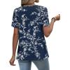 image:imageWIHOLL Womens Tops Short Sleeve Lace Shirts Summer Spring Tops Boho Trendy Beach Vacation Clothes Loose FitPattern Floral Navy