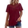 image:imageWIHOLL Womens Tops Short Sleeve Lace Shirts Summer Spring Tops Boho Trendy Beach Vacation Clothes Loose FitWine Red