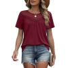 image:imageWIHOLL Womens Tops Short Sleeve Lace Shirts Summer Spring Tops Boho Trendy Beach Vacation Clothes Loose FitWine Red